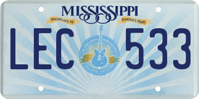MS license plate LEC533