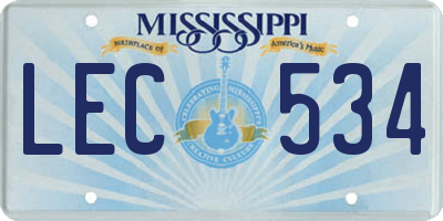 MS license plate LEC534