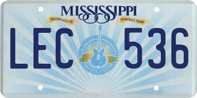 MS license plate LEC536