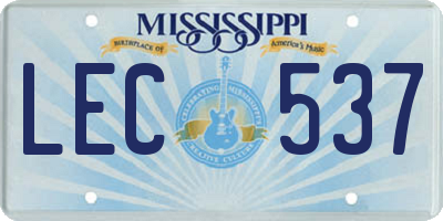 MS license plate LEC537