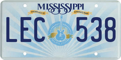 MS license plate LEC538