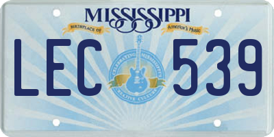 MS license plate LEC539