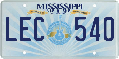 MS license plate LEC540