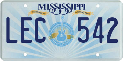 MS license plate LEC542