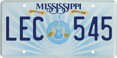 MS license plate LEC545