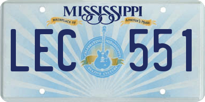 MS license plate LEC551