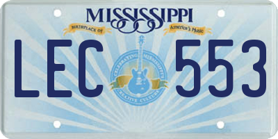 MS license plate LEC553