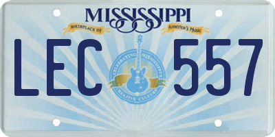 MS license plate LEC557
