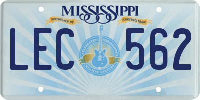 MS license plate LEC562