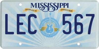 MS license plate LEC567