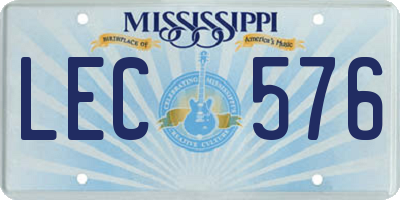 MS license plate LEC576