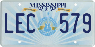 MS license plate LEC579