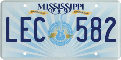 MS license plate LEC582