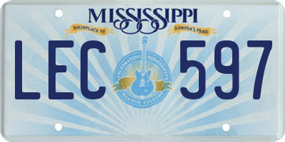 MS license plate LEC597