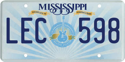 MS license plate LEC598