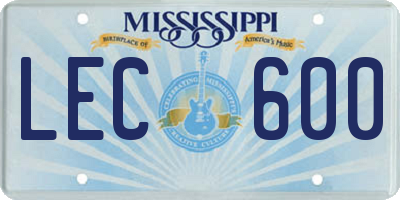 MS license plate LEC600