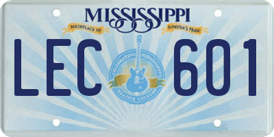 MS license plate LEC601