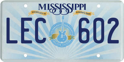 MS license plate LEC602