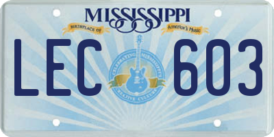 MS license plate LEC603