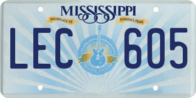 MS license plate LEC605