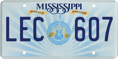 MS license plate LEC607