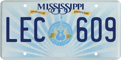MS license plate LEC609
