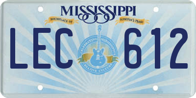 MS license plate LEC612