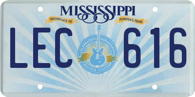 MS license plate LEC616