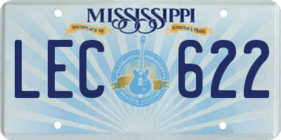 MS license plate LEC622