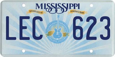 MS license plate LEC623