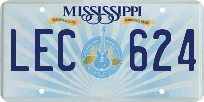 MS license plate LEC624