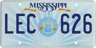 MS license plate LEC626