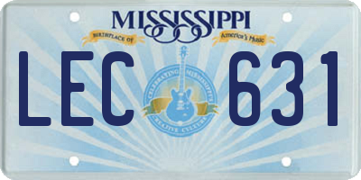 MS license plate LEC631