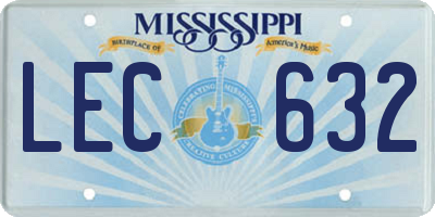 MS license plate LEC632