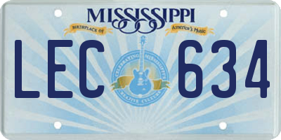 MS license plate LEC634
