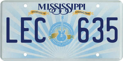 MS license plate LEC635