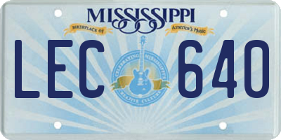MS license plate LEC640