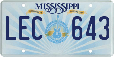 MS license plate LEC643