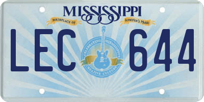MS license plate LEC644