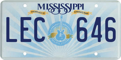 MS license plate LEC646