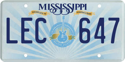 MS license plate LEC647