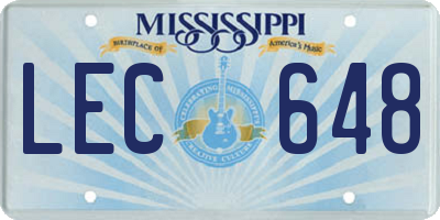 MS license plate LEC648
