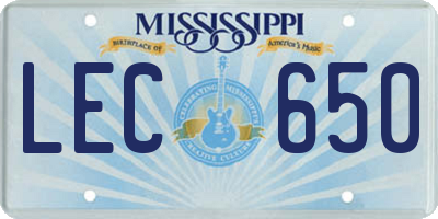 MS license plate LEC650