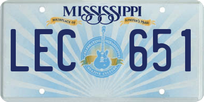 MS license plate LEC651