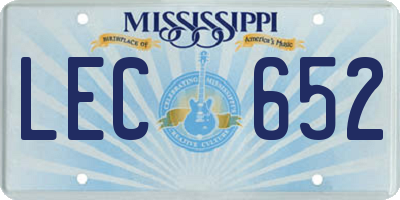 MS license plate LEC652