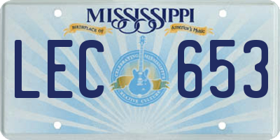 MS license plate LEC653