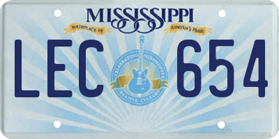 MS license plate LEC654