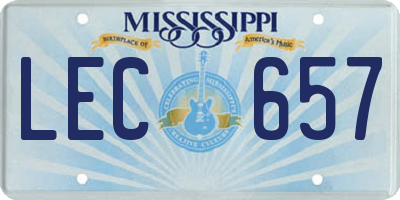 MS license plate LEC657