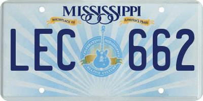 MS license plate LEC662