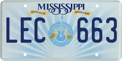 MS license plate LEC663